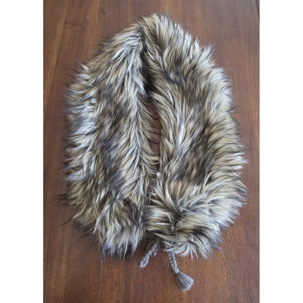 Gap Women's Brown‎ Faux Fur Rectangle Scarf 39in Mob Wife Retro